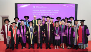 Professor John Chai Yat-chiu, Chairman of the CUHK Council (front row, 6th left), Professor Dennis Lo Yuk-ming (front row, 5th left) and representatives from academic institutions across mainland China and overseas.