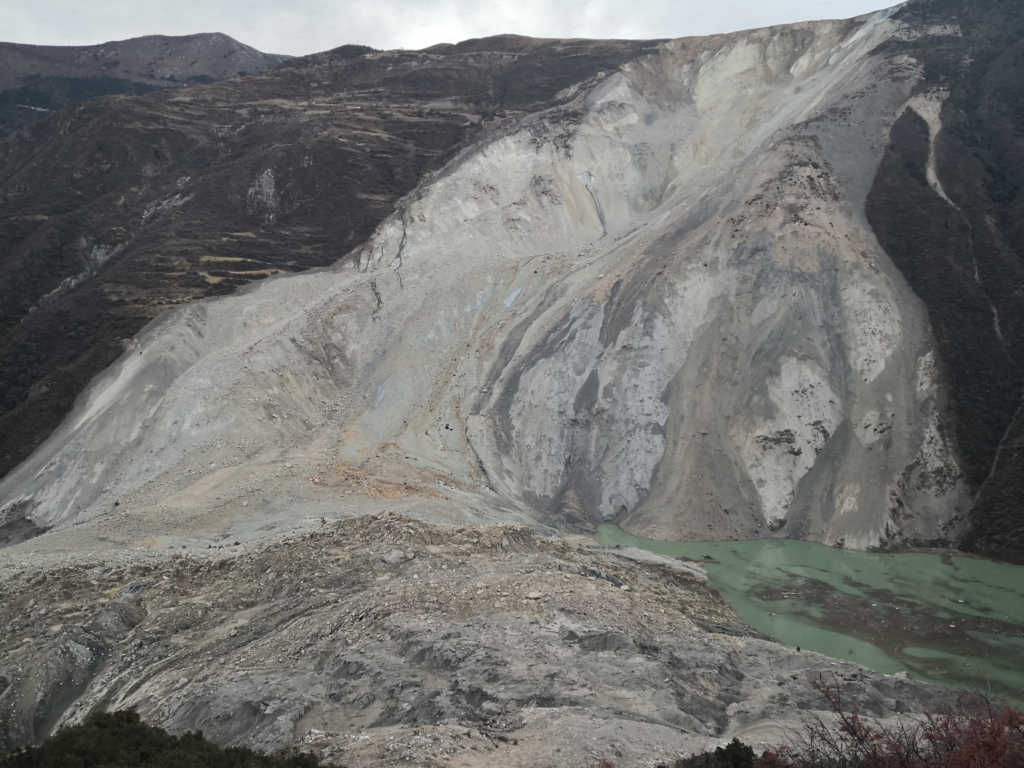 The Baige landslide on the Tibetan Plateau in 2018. (Photo: Dr He Siming)