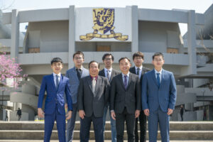 Drone and AI-based Digital Platform for Outdoor Built Asset Inspection and Information Management<br />
Bottom row: Professor Chen Benmei (second left) and Professor Chen Xi (second right)