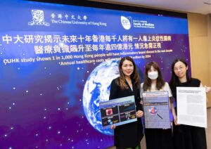 The novel machine learning model developed by the global epidemiological study led by CUHK and the University of Calgary reveals that 1 in 1,000 Hong Kong people will have inflammatory bowel disease in 2034, calling for innovative healthcare strategies to address the overall global burden. <br />
(From left) Professor Siew Ng, Croucher Professor in Medical Sciences at CU Medicine, Director of the Microbiota I-Center (MagIC) and New Cornerstone Investigator; IBD patient Ms Yuen; and Dr Joyce Mak, Honorary Clinical Associate Professor in the Department of Medicine and Therapeutics at CU Medicine.