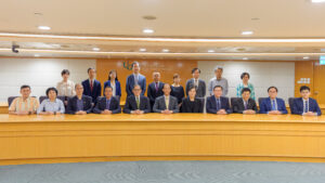 Group photo of Professor James Tang Tuck-hong (front row, 5th left), Secretary-General of the UGC, Professor Timothy Tong Wai-cheung (front row, 6th left), Chairman of the RGC, and the research teams awarded funding from the RGC of the UGC under the AoE Scheme and the TRS 2025/26.
